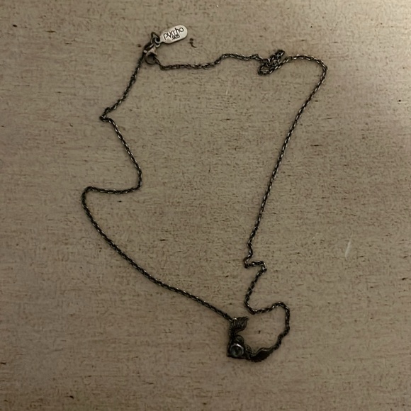 Discontinued Pyrrha Facet Stone Heart With Wings Labradorite Necklace - Picture 4 of 4